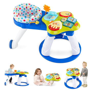 HONEY JOY Baby Activity Center, Discovery Activity Center and Table w/ 360 Walk-Around Seat, 3 Adjustable Heights, Music, Sounds