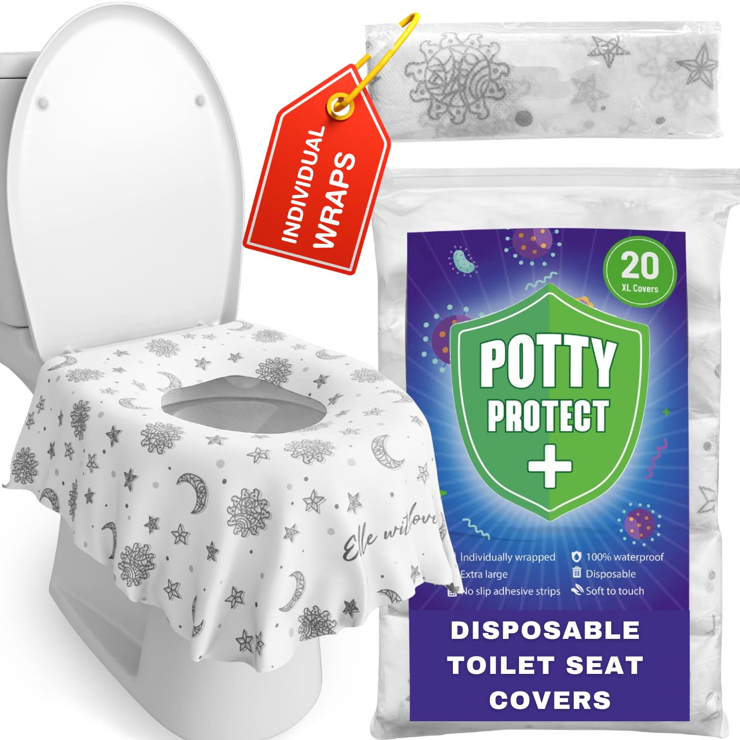 Eli With Love 20 Pack Extra Large Disposable Toilet Seat Cover (Boho) - Toddler Toilet Covers For Full Coverage On Toilet Or Pot