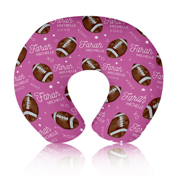 Rucekia Baby Nursing Pillow Cover - Personalized Name Pink Football Breastfeeding U-Shaped for Bottle Feeding, Ultra Soft Comfor