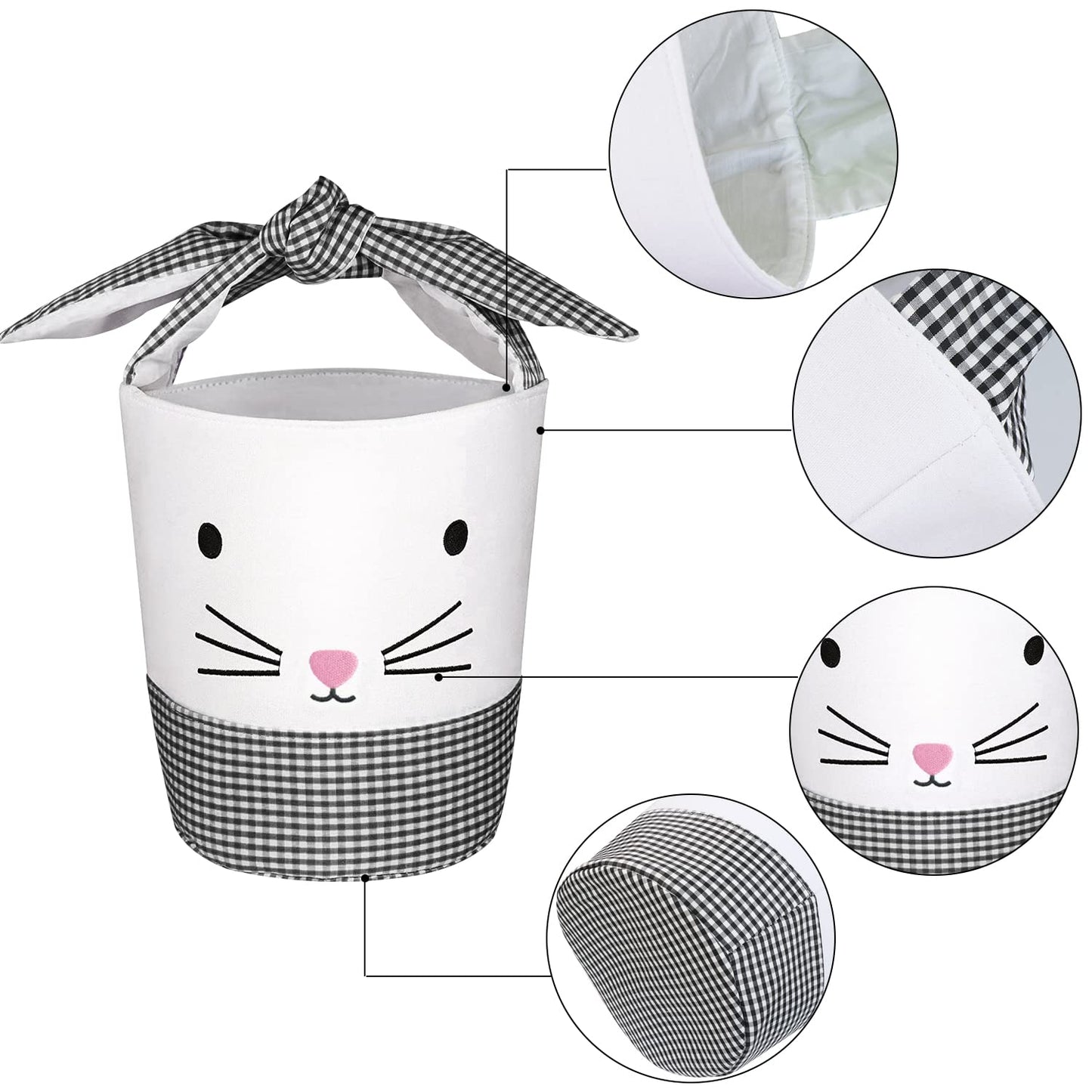 4 Pack Easter Bunny Basket Bags Gift Basket Easter Bag Bunny Ear Bag Tote Bag For Egg Hunting Candy And Gifts Carry Bucket (East