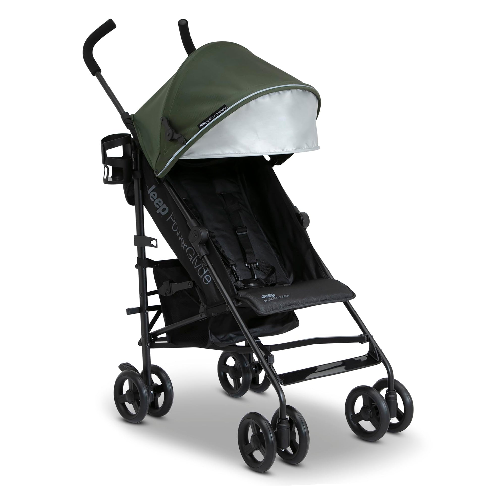 Jeep PowerGlyde Stroller by Delta Children Lightweight Travel Stroller with Smoothest Ride & Compact Fold, 3-Position Recline, E