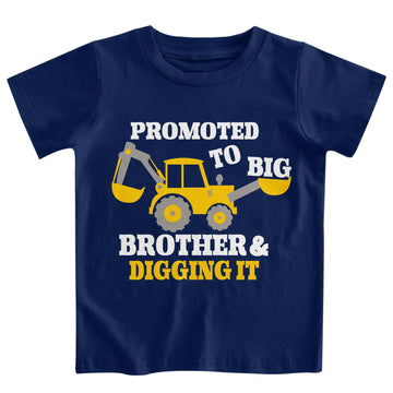 Funnycokid Big Brother Shirt 5T 4T Bulldozers Construction Digging It Little Boys Promoted To Big Brother Blue For Toddler Size