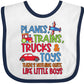 Inktastic Planes Trains Trucks And Toys Nothing Quite Like Little Boys Baby Bib White And Navy 3B18D