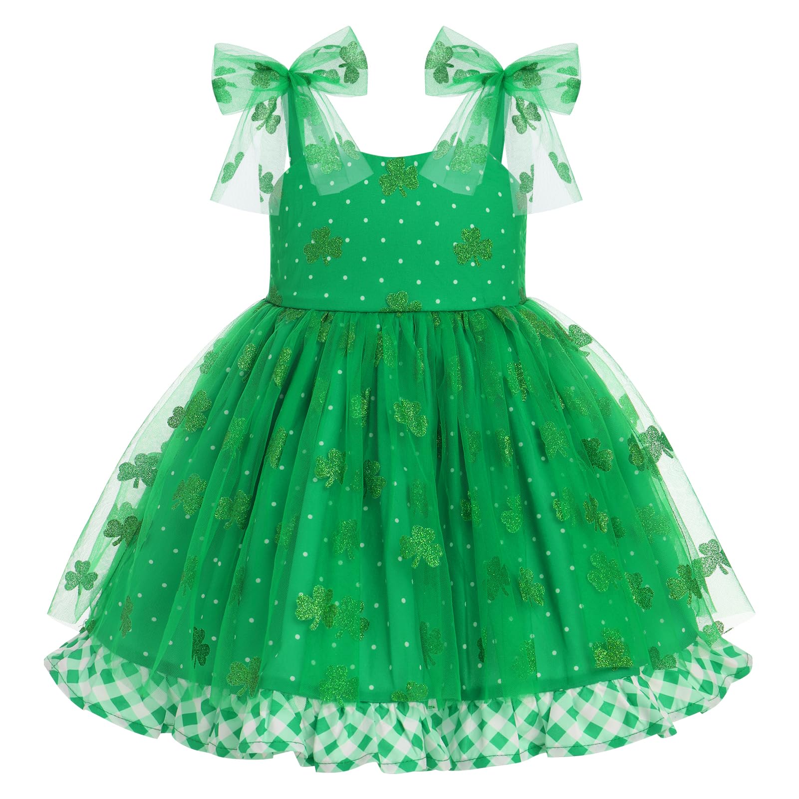 Idopip My 1St St. Patrick'S Day Outfit For Baby Girls Sequin Clover Tutu Dress Ruffle Princess Birthday Party Dresses Toddler Su
