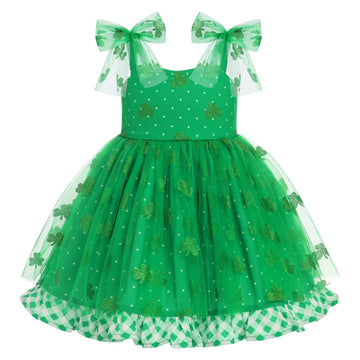 Idopip My 1St St. Patrick'S Day Outfit For Baby Girls Sequin Clover Tutu Dress Ruffle Princess Birthday Party Dresses Toddler Su