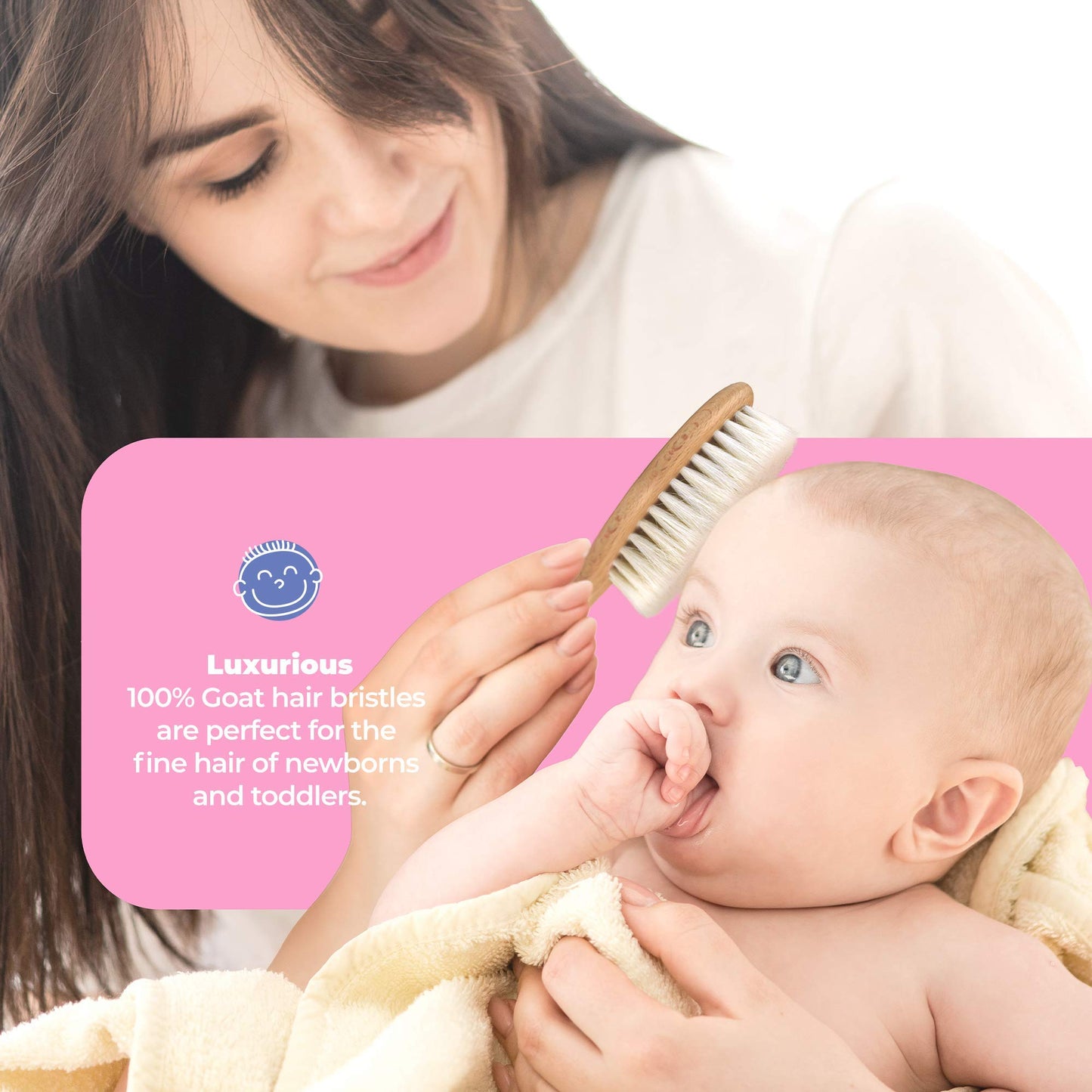 Occobaby Wooden Baby Hairbrush Set For Newborns & Toddlers - Baby Comb For Cradle Cap - Baby Comb And Brush Set For Baby Groomin