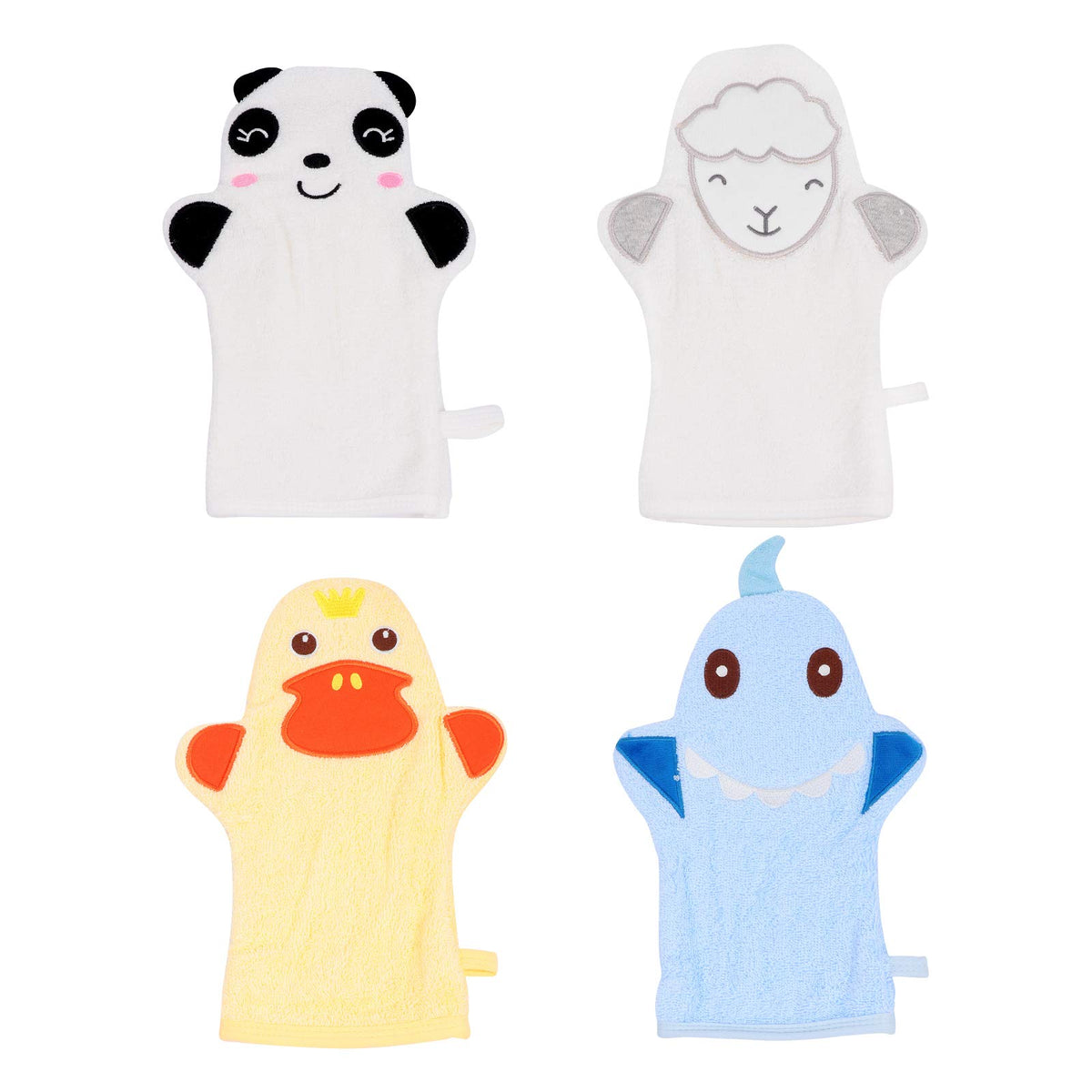 4Pcs Baby Bath Mitt Washcloths Gloves Cartoon Cotton Towel Gentle Scrub for Men and Women
