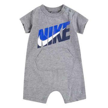 Nike Baby Boy Romper (Carbon Heather(56H547-Geh)/Blue, 9 Months)