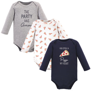 Hudson Baby Unisex Baby Cotton Long-Sleeve Bodysuits, Pizza, 6-9 Months