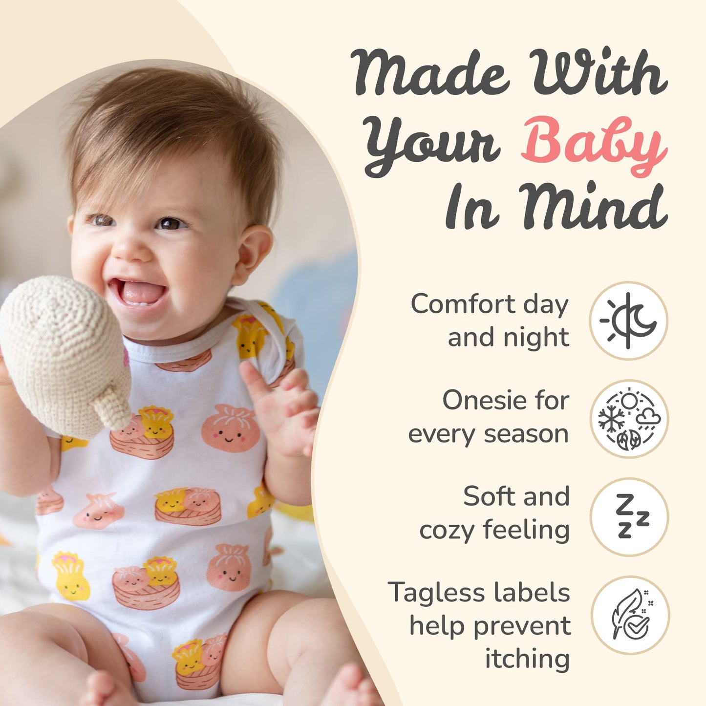 The Wee Bean Organic Cotton Onesie Baby Bodysuit, Soft Onesies Made From Organic Cotton, Skin-Friendly Clothes For Babies And To