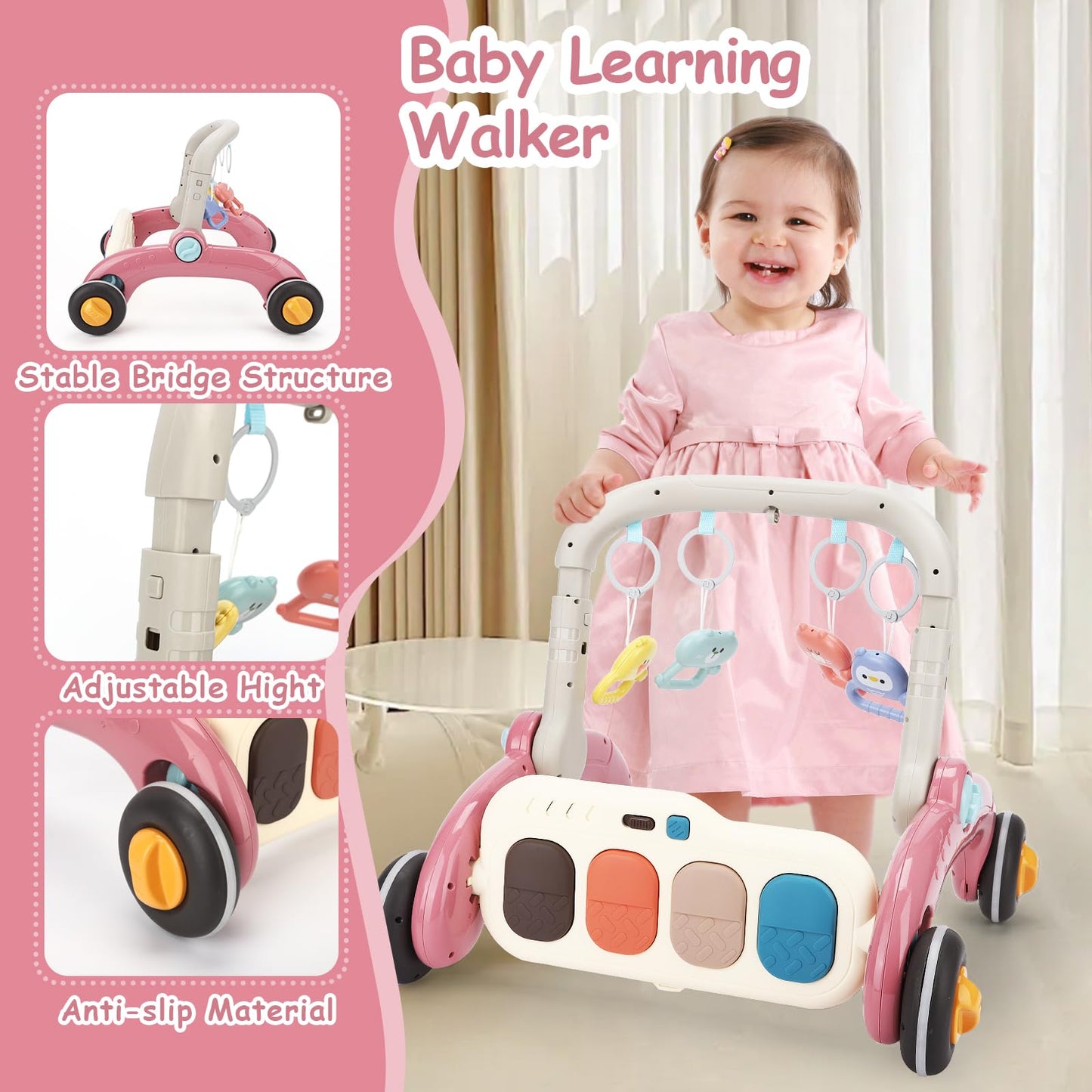 Baby Play Gym Walker Kick And Play Piano Gym For Boys Girls Play Mat Musical Tummy Time Mat Infant Christmas Newborn Gifts Toddl