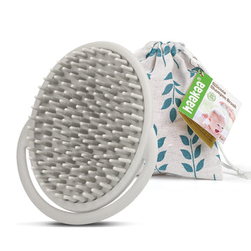 Haakaa Silicone Shampoo Brush - Soft Cradle Cap Brush Comb  Hair Scalp Massager, Soft Bristles For Newborns & Toddlers,Ideal Bab