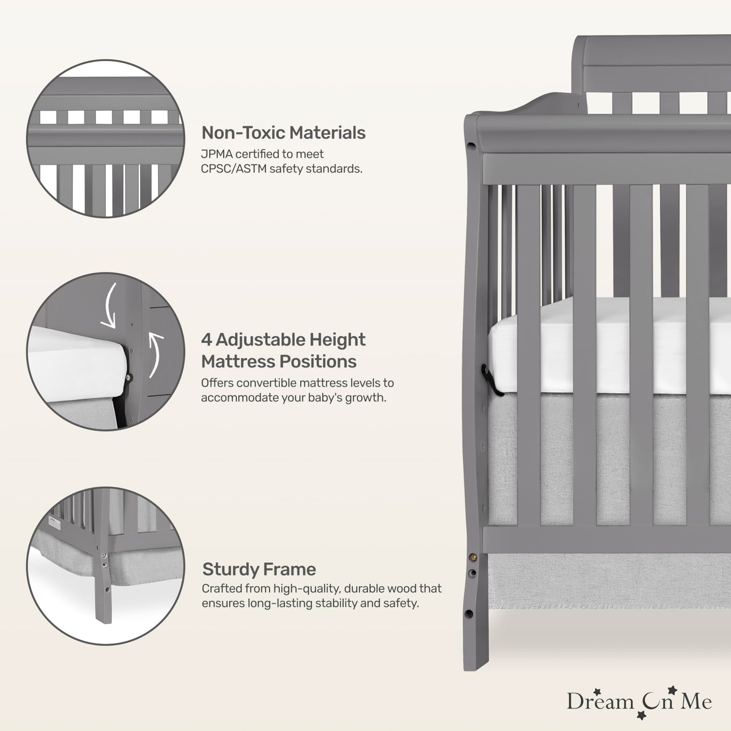 Dream On Me 5 In 1 Brody Convertible Crib With Changer