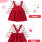 Kucnuzki Baby Girl Clothes 3-6 Months Baby Girl Valentines Day Long Sleeve Ruffle Romper Shirt Red Suspender Overall Dress Fall