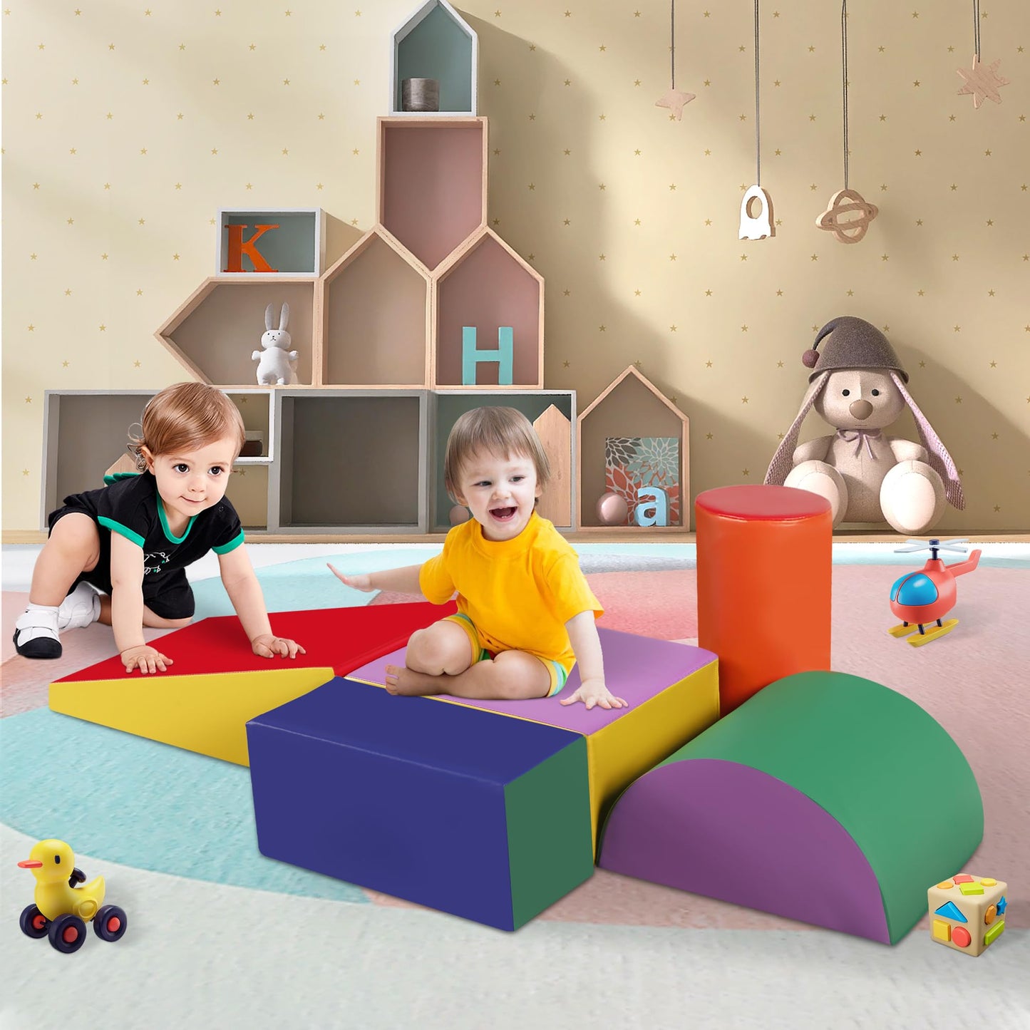 Todefull Foam Climbing Toys For Toddlers, 5 Piece Soft Climbing Blocks, Lightweight Baby Climbing Gym, Indoor Baby Activity Play