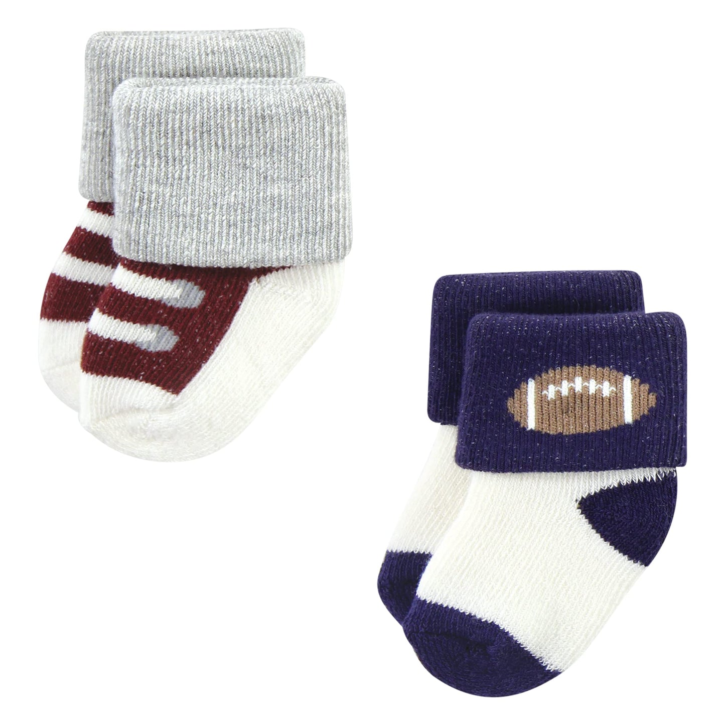 Hudson Baby Unisex Baby Cotton Rich Newborn And Terry Socks, Football, 0-6 Months