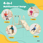 Olakids Toddlers Triangle Climbing Set, 4 In 1 Foldable Kids Wood Montessori Climber Ladder With Ramp, Slide And Swing, Indoor P