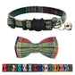 Cat Collar Breakaway With Bell And Bow Tie, Plaid Design Adjustable Safety Kitty Kitten Collars(68-108In) (Christmas Green)