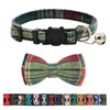 Cat Collar Breakaway With Bell And Bow Tie, Plaid Design Adjustable Safety Kitty Kitten Collars(68-108In) (Christmas Green)