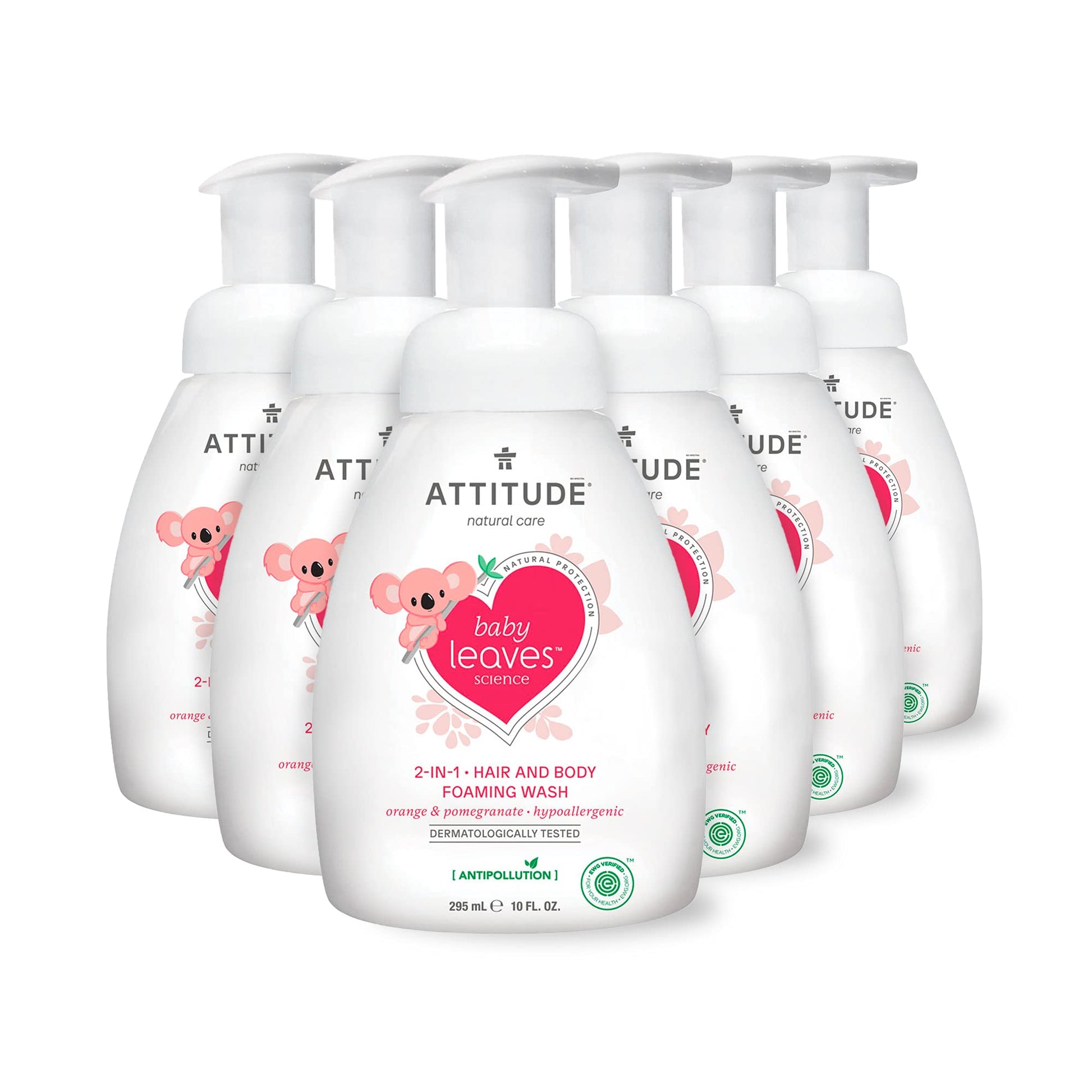 ATTITUDE 2-in-1 Hair and Body Foaming Baby Wash, EWG Verified Shampoo Soap, Dermatologically Tested, Made with Naturally Derived