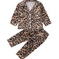 Toddler Baby Kids Satin Pajamas Set, Long Sleeve Button-Down Sleepwear Pjs For Girls (6T, Leopard)