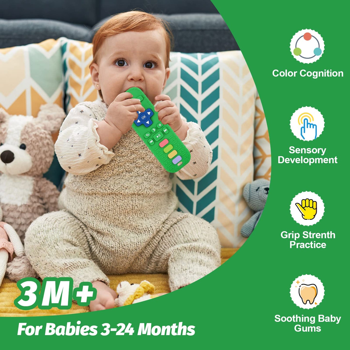 Fu Store Black Silicone Teething Toys for 0-12 Momths 3-24 Months Infant Toddlers Remote Control Shape Teethers for Babies Chew