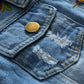 Top And Top Baby Girls Denim Jacket Rose Flower Embroidery Toddler Ripped Denim Coat For Kids (100/18-24 Months), Blue