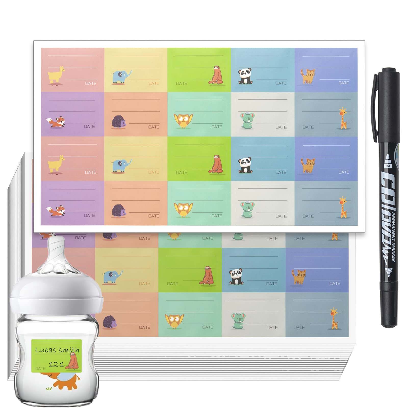 Waterproof Baby Bottle Label For Daycare Supplies,400Pcs Removable Freezer Labels For Baby Food Containers, Breast Milk, Lunch B