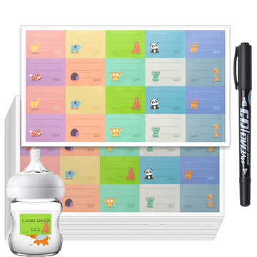 Waterproof Baby Bottle Label For Daycare Supplies,400Pcs Removable Freezer Labels For Baby Food Containers, Breast Milk, Lunch B