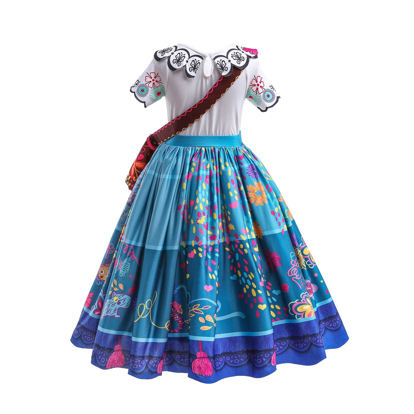 Atimigo Mirabel Dress For Girls, Mirabel Costume Halloween Cosplay Outfit Birthday Gift For Girls Kids With Wig Glasses Bag Size