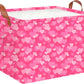 CLOCOR Rectangular Pink Valentines Day Basket Empty, Heart Print Gift Basket for Valentines, Waterproof Storage Container with 