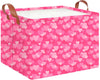 CLOCOR Rectangular Pink Valentines Day Basket Empty, Heart Print Gift Basket for Valentines, Waterproof Storage Container with 