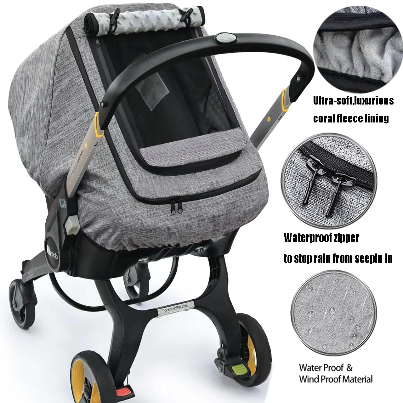 Waterproof Baby Car Seat Cover,Cold Weather Carseat Cover For Babies,Infant Car Seat Cover Canopy For Boy Girls,Windproof Car Se