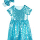 Cilucu Flower Girl Dress Baby Toddlers Sequin Dress Kids Party Dress Bridesmaid Wedding Gown Birthday Dress Aqua/Mint 5T-6T