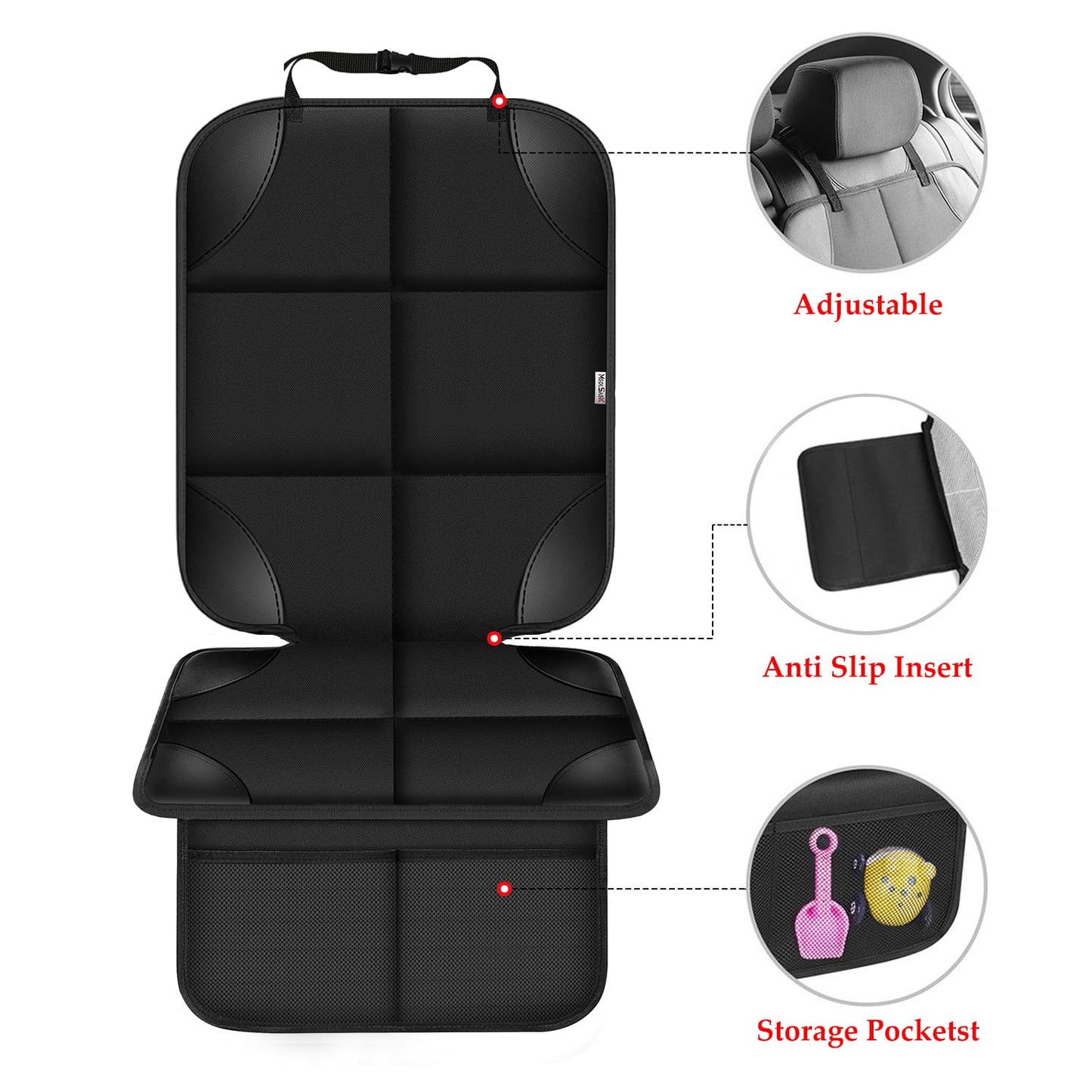 Meolsaek Car Seat Protector For Child Car Seat, 600D Fabric Waterproof Car Seat Cover With Non-Slip Backing, Seat Protector Unde