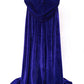 Makroyl Kids Velvet Cloak Cape With Hooded For Halloween Christmas Cosplay Costumes (Small, Blue)