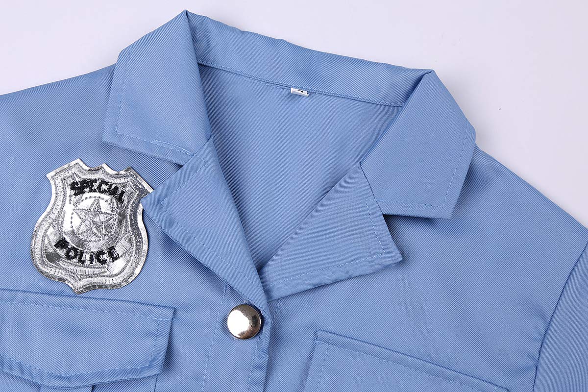 Viyorshop Girls Police Officer Costume Kids Cop Outfit For Halloween Party Dress Up (5-6 Years)