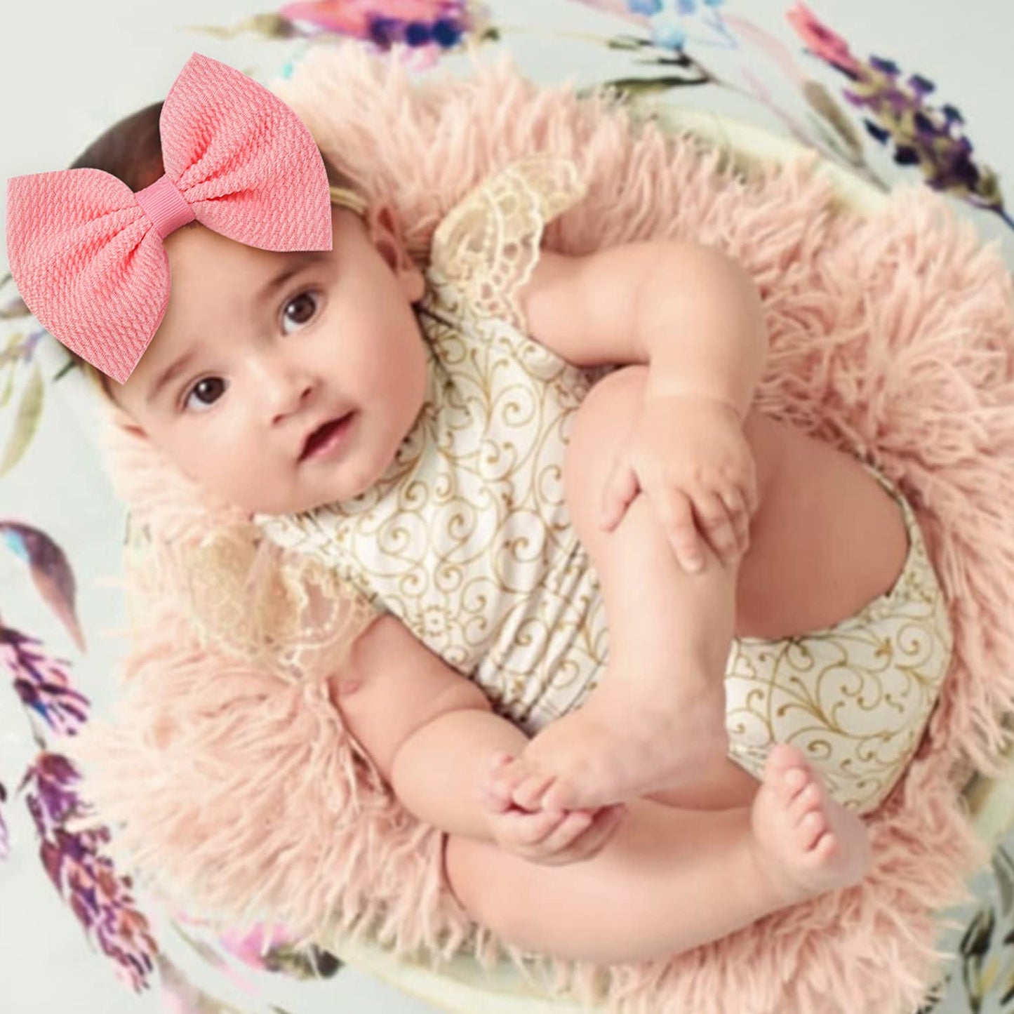 Cinaci 30 Pack Super Stretchy Nylon Hair Bands With Solid Bow Hair Bands Accessories For Baby Girls Infants Toddlers Kids Teens