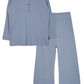 Girls Henley Neck Tee and Pyjama Night Set, Ink Blue, 46Y
