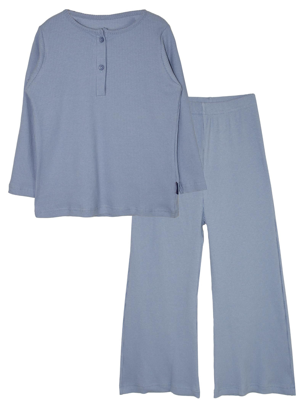 Girls Henley Neck Tee and Pyjama Night Set, Ink Blue, 46Y