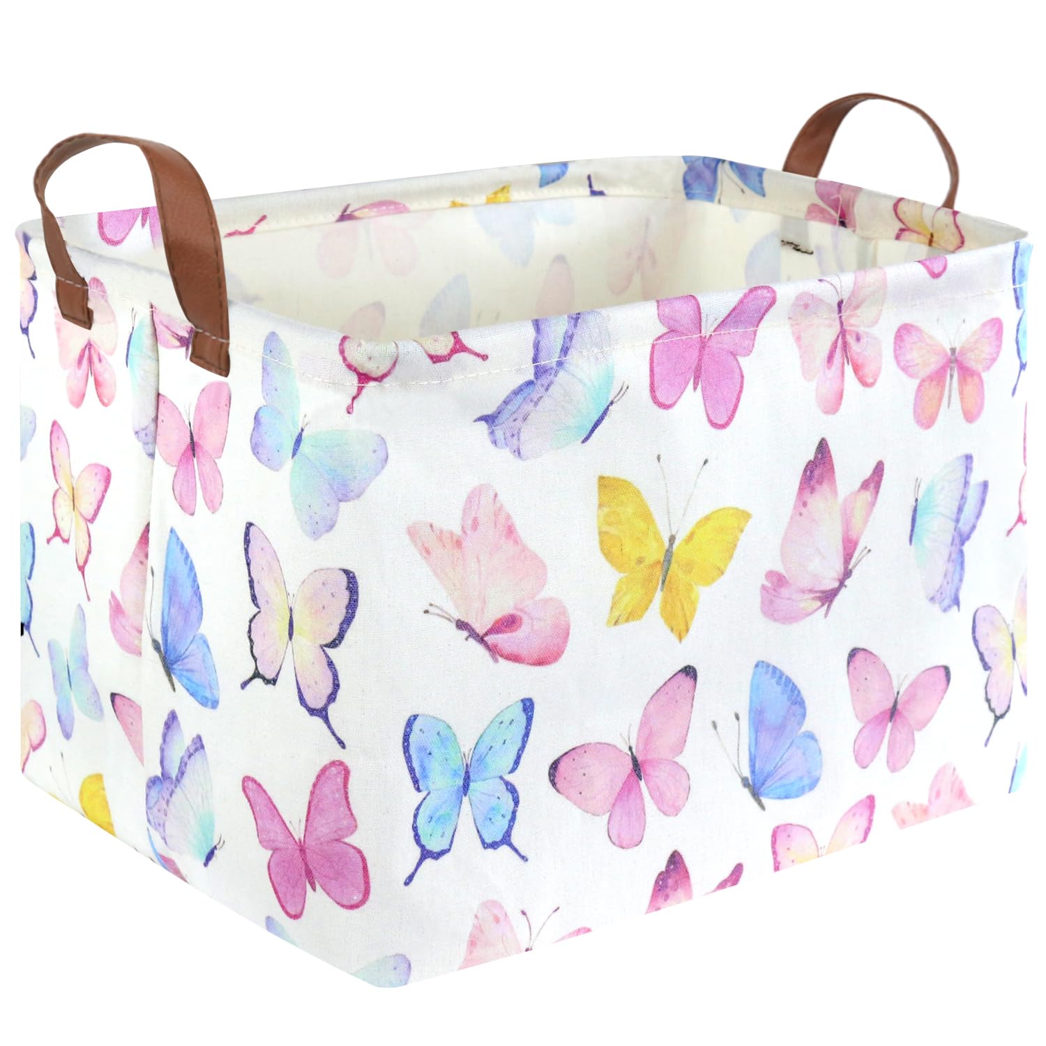 Fxocshe Rectangular Butterfly Basket,Girls Basket, Foldable Waterproof Cute Storage Basket,Kids Storage Bin,Toy Gift Organizer,G