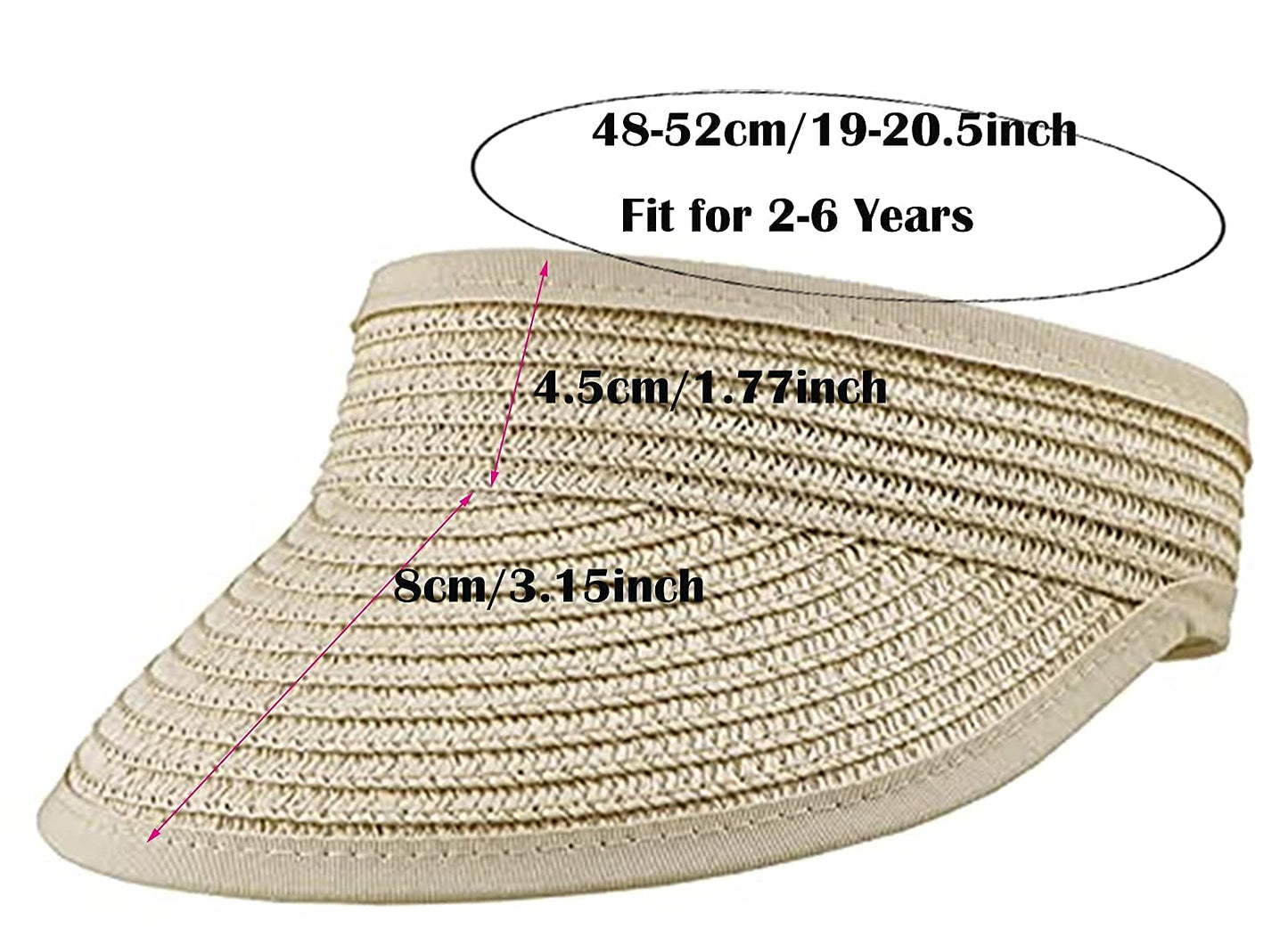 Sun-Visor-Hat For Kids Foldable Straw-Beach-Hat Baby-Girls Summer Upf 50+ Sun-Hat Beige