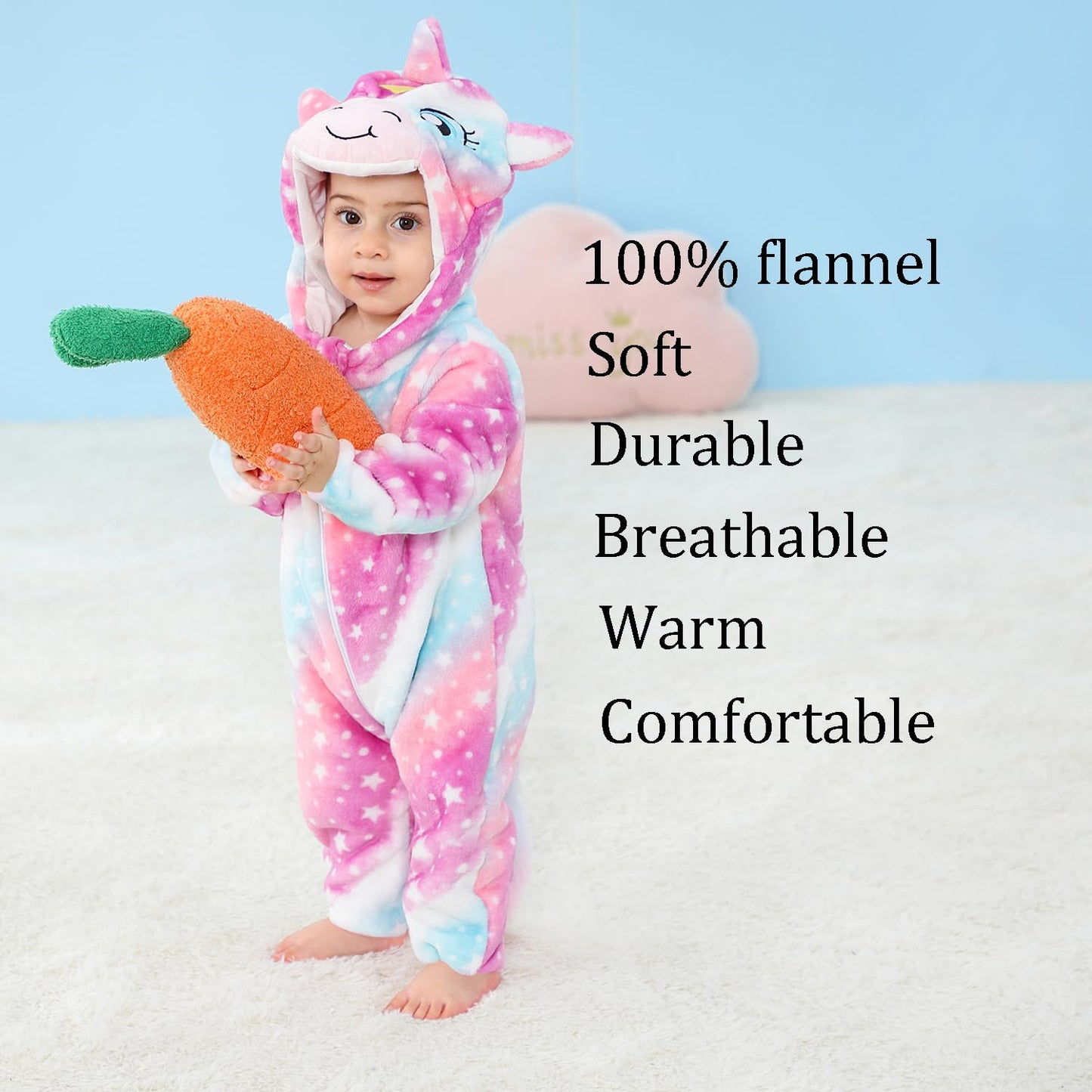 Qiaoniuniu Halloween Baby Unicorn Costumes Toddler Outfit Infants Cosplay Romper 12-18 Months