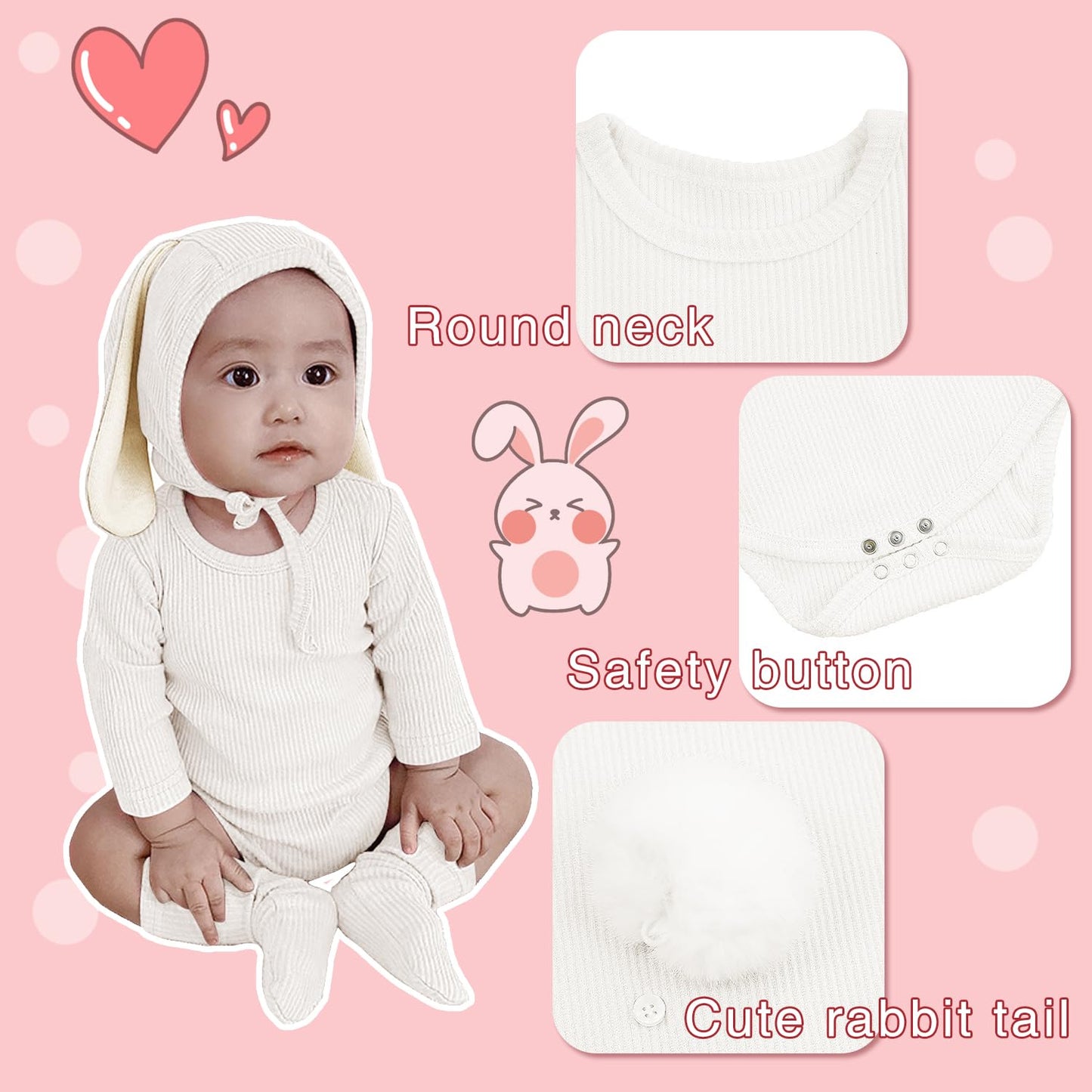 Agqt Baby Boys 1St Easter Outfit Set Long Sleeve Halloween Bunny Costume Mardi Gras Carnival 3Pcs Bunny Ear Romper Baby Girls An