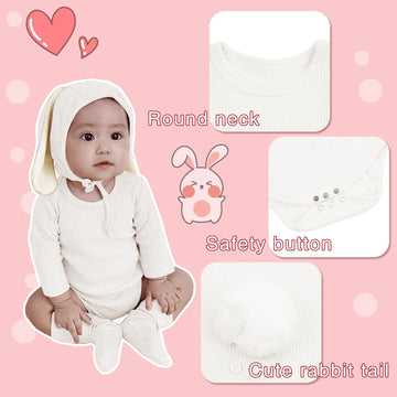 Agqt Baby Boys 1St Easter Outfit Set Long Sleeve Halloween Bunny Costume Mardi Gras Carnival 3Pcs Bunny Ear Romper Baby Girls An