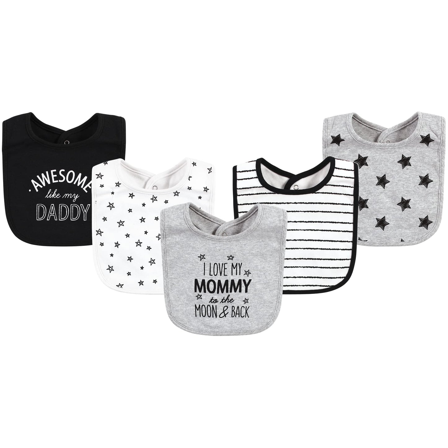 Hudson Baby Unisex Baby Cotton Bibs, Mom Dad Moon And Back, One Size