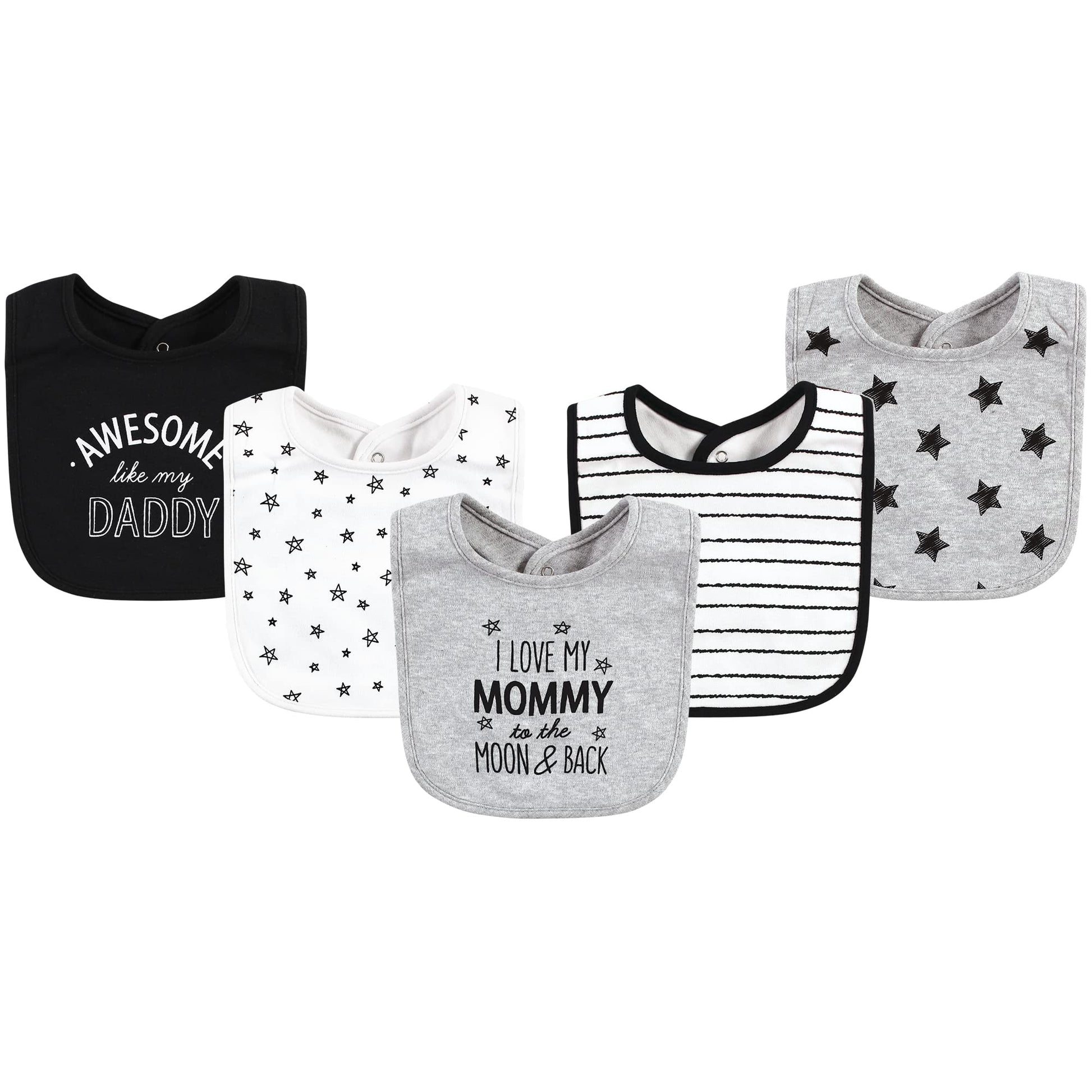Hudson Baby Unisex Baby Cotton Bibs, Mom Dad Moon And Back, One Size
