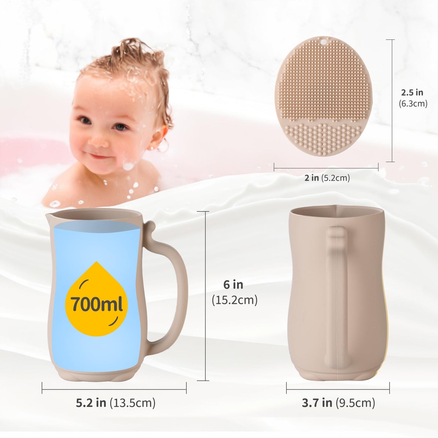 Baby Bath Rinse Cup, Bath Cup For Rinsing Hair,The Silicone Material Is Soft And Safe, A Good Choice For Baby Bath Products(Cat