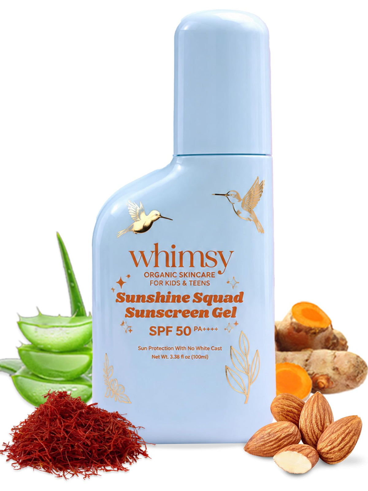 Whimsy Beauty Sunshine Squad Sunscreen Gel SPF 50+ PA++++ | Broad Spectrum UVA & UVB Protection | Lightweight, NonGreasy, No Wh
