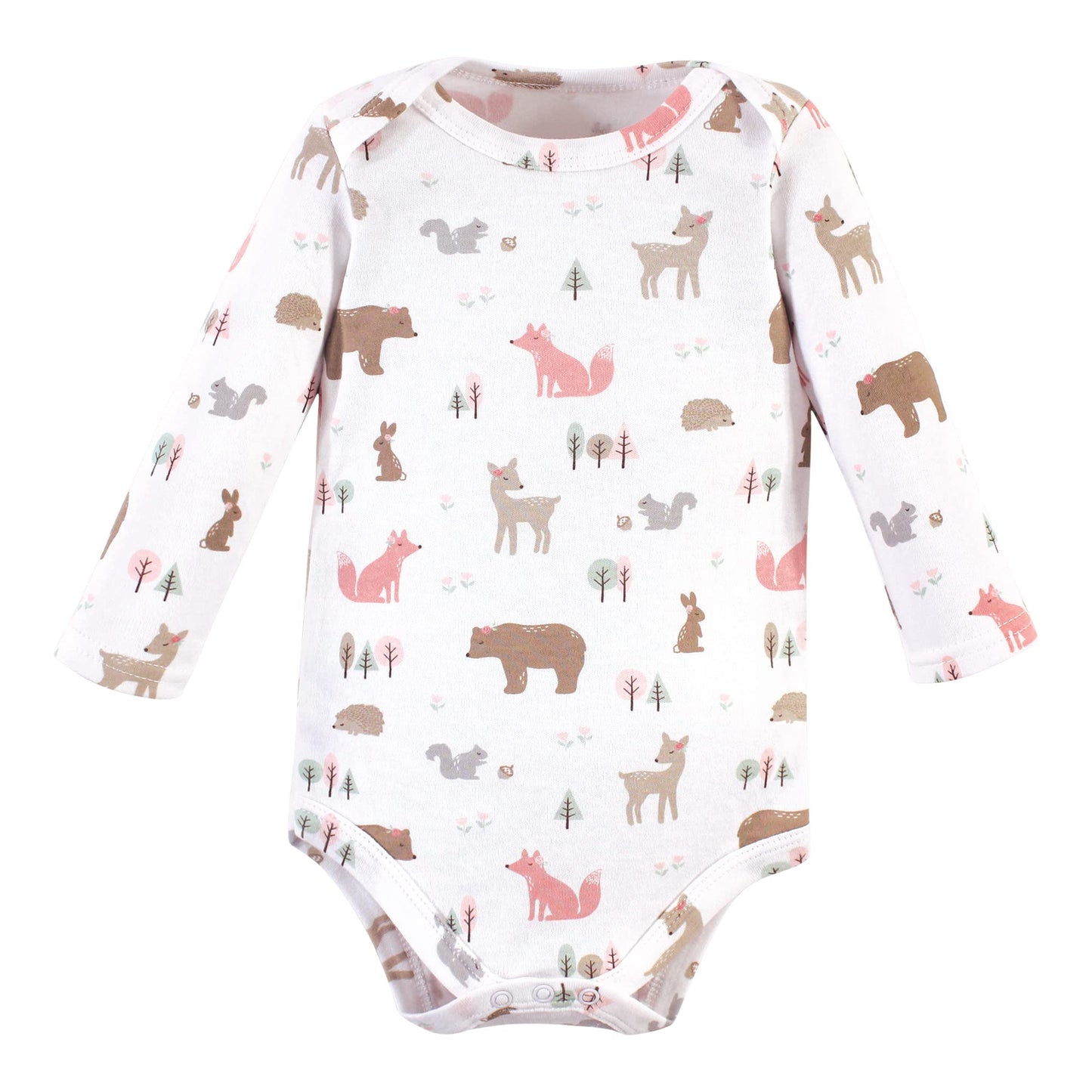 Hudson Baby Unisex Bodysuits Cotton Long-Sleeve Girl Fox, 6-9 Months, Girl Fox 3-Pack, 6-9 Months Us
